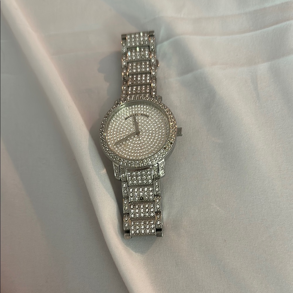 Elegant Silver Women's Watch cover in crystals by Michael Kors